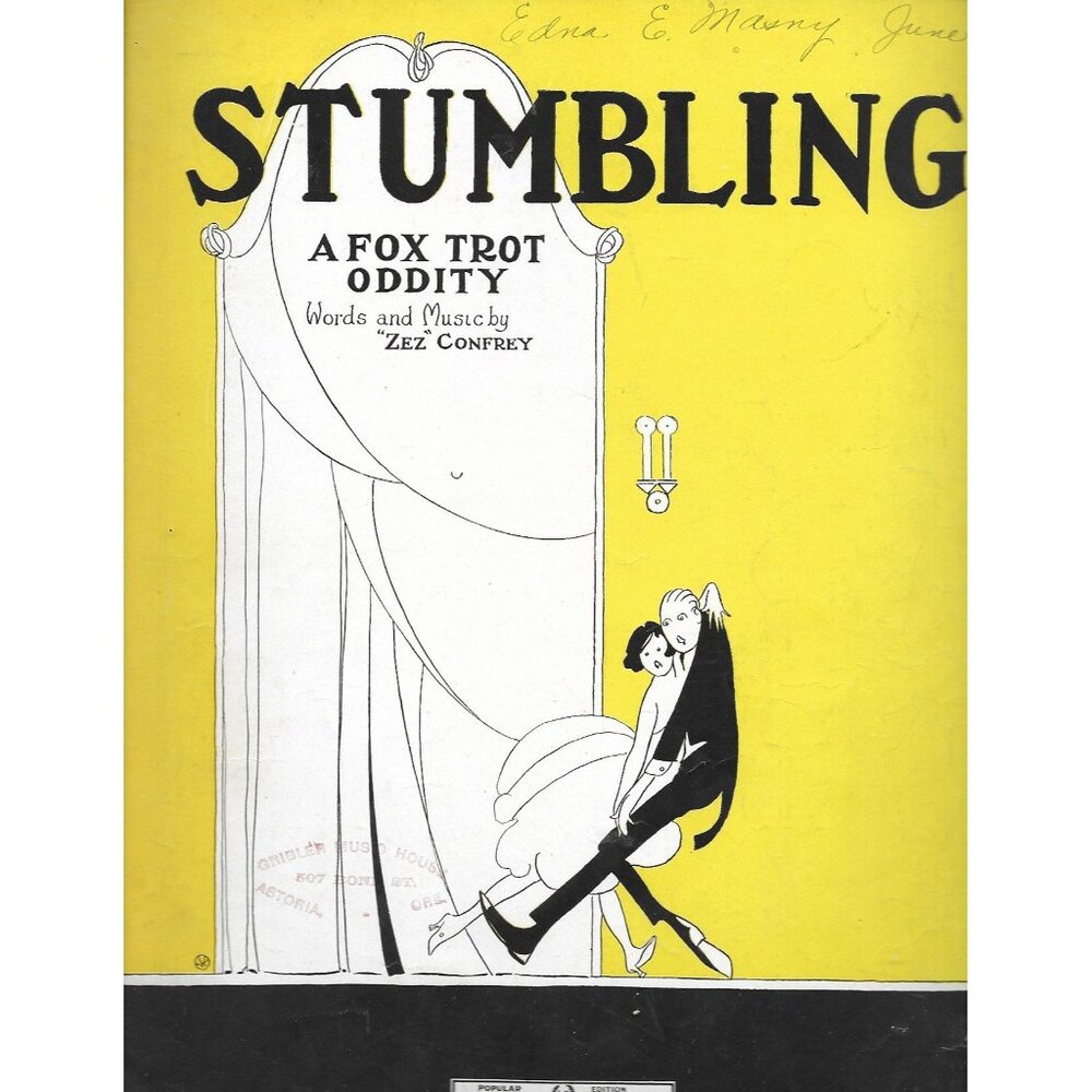 Stumbling 1922 Sheet Music Zez Confrey Fox Trot Leo Feist Art Deco Cover